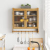 24.8"Glass Door Vintage Double Door Wall Cabinet with Three Tiers of Storage with Towel Rack, for Bathroom, Kitchen,Dining Room - Image 13