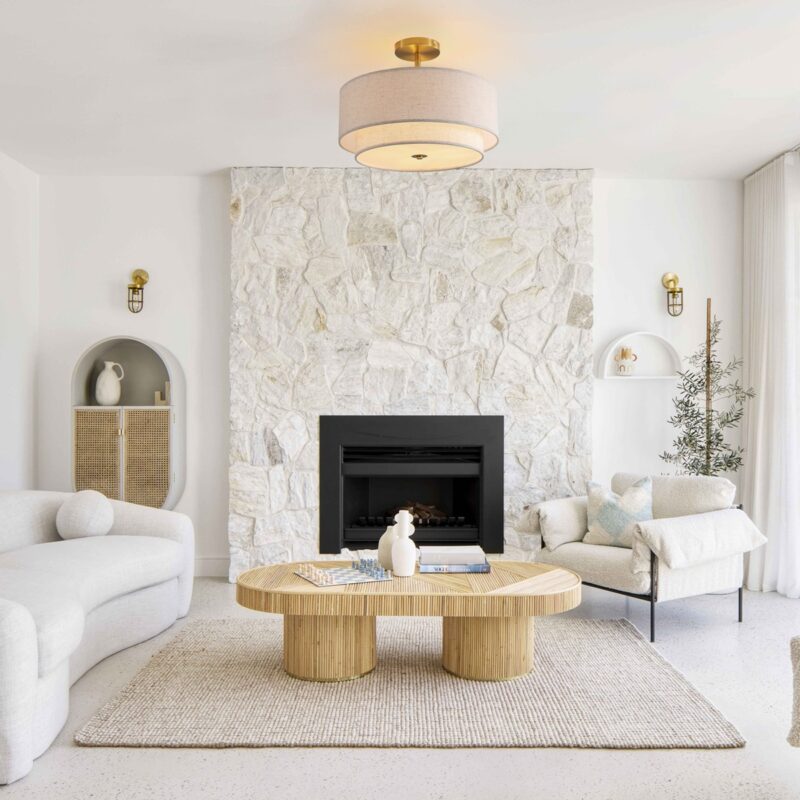 15" Modern Ceiling Light, Fabric Upholstered, Flush-Mount Fixture for Living Room, Bedroom or Dining Room, Stylish Energy-Saving Design, Easy Installation (Bulb Not Included) - Image 3