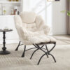 Lazy Chair with Ottoman, Modern Lounge Accent Chair with Armrests and a Side Pocket, Leisure Upholstered Sofa Chair Reading Chair with Footrest for Small Space, Corner Chair - Image 13