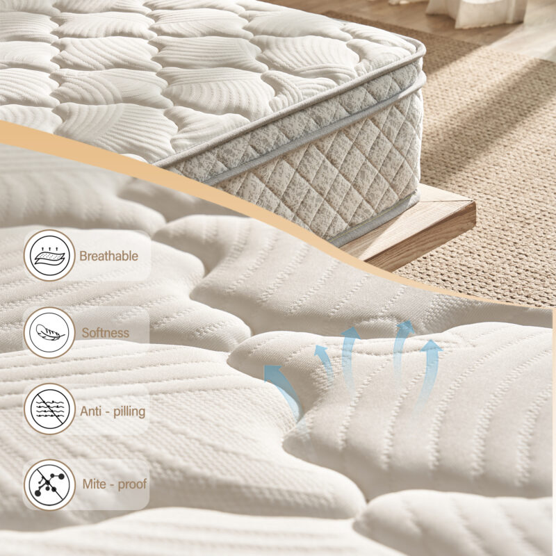 Twin Size Mattress,12 Inch Hybrid Twin Mattress in a Box with Memory Foam and Pocket Spring for Pressure Relief & Comfort Sleep & Zoned Support, Medium Firm,CertiPUR-US & OEKO-TEX - Image 5