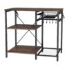 Kitchen Bakers Rack, 35.4 inch Width Bakers Rack, Kitchen Stand with X-Shaped Support Bar, 5 S-Shaped Hooks, Multi-Layer Storage Shelf, Coffee Bar Stand for Dishes & Bowls, Spice Bottles