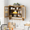 24.8"Glass Door Vintage Double Door Wall Cabinet with Three Tiers of Storage with Towel Rack, for Bathroom, Kitchen,Dining Room - Image 12