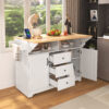 K&K 55.7'' Large Kitchen Island with 2 Drop Leaf,, Rolling Kitchen Cart on 5 Wheels with Power Outlet, Folding Storage Dining Table with Spice & Towel Rack , 3 Drawers, for Kitchen, Dining Room - Image 10