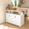 K&K 55.7'' Large Kitchen Island with 2 Drop Leaf,, Rolling Kitchen Cart on 5 Wheels with Power Outlet, Folding Storage Dining Table with Spice & Towel Rack , 3 Drawers, for Kitchen, Dining Room - Image 9