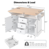 K&K 55.7'' Large Kitchen Island with 2 Drop Leaf,, Rolling Kitchen Cart on 5 Wheels with Power Outlet, Folding Storage Dining Table with Spice & Towel Rack , 3 Drawers, for Kitchen, Dining Room - Image 16