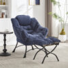 Lazy Chair with Ottoman, Modern Lounge Accent Chair with Armrests and a Side Pocket, Leisure Upholstered Sofa Chair Reading Chair with Footrest for Small Space, Corner Chair - Image 8