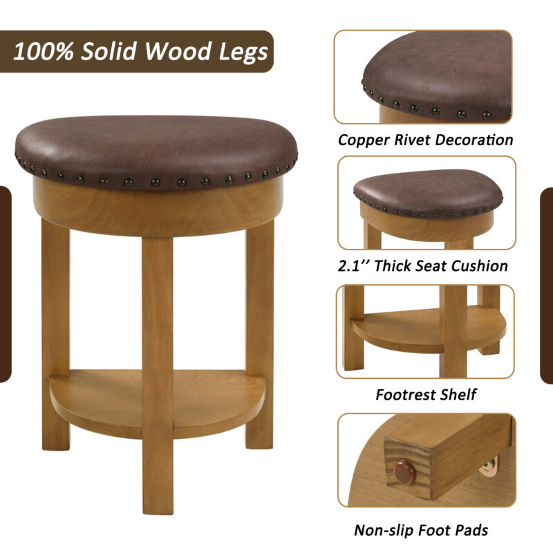 4 Piece Bar Table Set with3 PU Upholstered Bar Stools, Breakfast Table with 3 Padded Stools Solid Wood Counter Height Dining Table Set for Living Room, Dining Room - Image 10