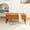 Storage Bench with Storage Bench for Bedroom End of Bed Bench Foot of Bed Bench Entryway Bench Storage Ottoman Bench 43.3" W x 17.7" Brown Leather Bench - Image 7