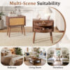 Rotating Hidden Compartment Nightstands, Mid Century Modern Concealment Furniture, Rattan Bed Side Table, Compartment End Table with Wood Legs, Bedside Tables for Bedroom, Living Room, Dorm - Image 12