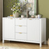 U_STYLE Sideboard with Wave Design - 3 Adjustable Shelves, 3 Drawers & Soft-Close Doors, Storage Console Table with Metal Handles, Suitable for Study, Hallway and Living Room - Image 6