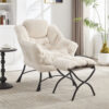 Lazy Chair with Ottoman, Modern Lounge Accent Chair with Armrests and a Side Pocket, Leisure Upholstered Sofa Chair Reading Chair with Footrest for Small Space, Corner Chair - Image 12
