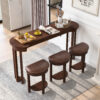 4 Piece Bar Table Set with3 PU Upholstered Bar Stools, Breakfast Table with 3 Padded Stools Solid Wood Counter Height Dining Table Set for Living Room, Dining Room - Image 8