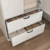 2 Door Wood Wardrobe for Bedroom with Hanging Clothing Rod inside the Cabinet and 2 Drawers for Storage Organization, Built-in induction light Multifunctional Closet with Mirror - Image 6