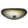 Bathroom Artistic Tempered Glass Gilded black Vessel Bathroom Sink with Black Pop-up Drain, Boat Shape Bathroom Sink Above Counter (no Faucet)