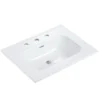 BB0924Y331, Integrated white ceramic basin with three predrilled faucet holes, drain assembly NOT included