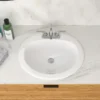20.3 Inch Drop In Bathroom Sink White Porcelain 20.3x18 inch Ceramic Vitreous Above Counter Vanity Lavatory Sink with 3 Vessel Style Basin