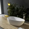 59 inch freestanding egg shape solid surface bathtub for the bathroom