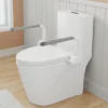 UPGRADED DESIGN Armrest, With 1.28/0.8 GPF Tornado Flush One-Piece Toilet, Siphonic S-trap 12", Soft Close Seat,Dual Flush MAP 1000g,Comfort Chair Seat ADA Height 17",Glossy White GW-007