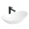 White Oval Ceramic Vessel Sink, Modern Minimalist Art Bathroom Sink Bowl, Countertop Vanity Basin