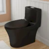 1.28/0.8 GPF Tornado Flush One-Piece Toilet Elongated, Siphonic S-trap 12",Soft Closing Seat, Button on Tank top ,Powerful Dual Flush MAP 1000g, Comfort Chair Seat ADA Height 17", Matte black MB-002
