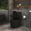 1.1/1.6 GPF Tornado Flush One-Piece Toilet for bathrooms,Siphonic S-trap 12",Elongated Bowl with Soft Close Seat,Powerful Dual Flush MAP 1000g,Comfort Chair Seat ADA Height 17", Matte black 26T01-MB