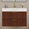 30" Modern Floating Bathroom Vanity with Seamless Sintered Stone Top & Ceramic Basin – 2 Soft-Close Drawers, Wall-Mounted