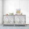Storage Cabinet With Mirror Trim And Diamond Shape Design Spliced Combination For Living Room, Dining Room, Entryway, Kitchen - Image 2