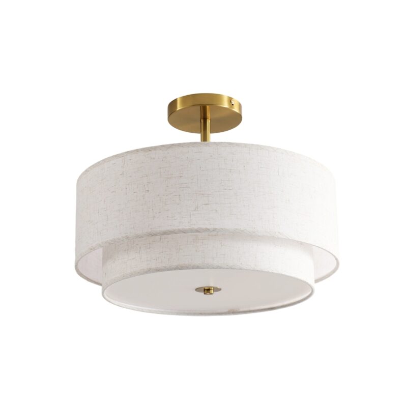 15" Modern Ceiling Light, Fabric Upholstered, Flush-Mount Fixture for Living Room, Bedroom or Dining Room, Stylish Energy-Saving Design, Easy Installation (Bulb Not Included) - Image 7