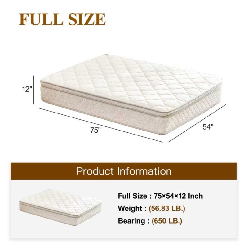 Full Size Mattress,12 Inch Hybrid Full Mattress in a Box with Memory Foam and Pocket Spring for Pressure Relief & Comfort Sleep & Zoned Support, Medium Firm,CertiPUR-US & OEKO-TEX - Image 5