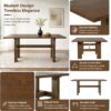 Modern Wooden Dining Table for 4 to 6 People, 71" Large Kitchen Dining Table with Wood Pedestal Base, Mid Century Rectangular Long Dinner Table for Home Dining Room Restaurant, Walnut - Image 2