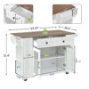 54" Mobile Kitchen Island with Glass Door Storage, Power Outlet & Open Shelves, Rolling Kitchen Cart with Towel Rack, Spice Rack & Knife Holder, Functional Kitchen Prep Table for Kitchen, Dining - Image 17