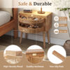 Rotating Hidden Compartment Nightstands, Mid Century Modern Concealment Furniture, Rattan Bed Side Table, Compartment End Table with Wood Legs, Bedside Tables for Bedroom, Living Room, Dorm - Image 10
