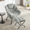 Lazy Chair with Ottoman, Modern Lounge Accent Chair with Armrests and a Side Pocket, Leisure Upholstered Sofa Chair Reading Chair with Footrest for Small Space, Corner Chair - Image 17