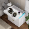 Nightstand with Charging Station and LED Lights,Night Stand with Sliding Top for Bedroom,Bedside Table with Drawers,Modern End Side Table - Image 9