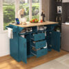 K&K 55.7'' Large Kitchen Island with 2 Drop Leaf,, Rolling Kitchen Cart on 5 Wheels with Power Outlet, Folding Storage Dining Table with Spice & Towel Rack , 3 Drawers, for Kitchen, Dining Room - Image 2