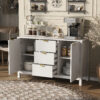U_STYLE Sideboard with Wave Design - 3 Adjustable Shelves, 3 Drawers & Soft-Close Doors, Storage Console Table with Metal Handles, Suitable for Study, Hallway and Living Room - Image 3