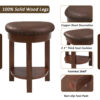 4 Piece Bar Table Set with3 PU Upholstered Bar Stools, Breakfast Table with 3 Padded Stools Solid Wood Counter Height Dining Table Set for Living Room, Dining Room - Image 3
