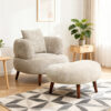 Nordic Style Lazy-Style clubchair 36 Inches Chenille Fabric Bucket Chair Decorative chair Soft Cushion with pillow with ottoman for Living Room Study and Relaxation Room