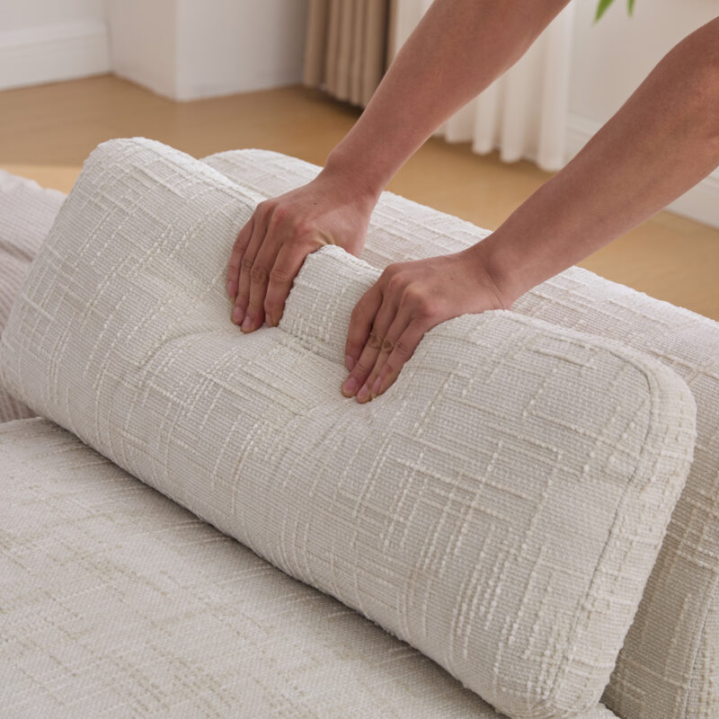 83.1"Wide Modern Upholstered End of Bed Bench with Armrests, Chenille Chaise Lounge Couch with 2 Bolster Pillows, Daybed with Rubberwood Legs For Living Room,Bedroom,Apartment,Guestroom - Image 7