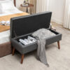 Storage Bench with Storage Bench for Bedroom End of Bed Bench Foot of Bed Bench Entryway Bench Storage Ottoman Bench 43.3" W x 17.7" Brown Leather Bench - Image 9