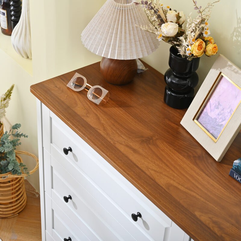 White Dresser for Bedroom, 6 Drawer Dresser with Wide Drawer and Metal Handles, White Dresser, Wood Dressers & Chests of Drawers for Hallway, Entryway - Image 4