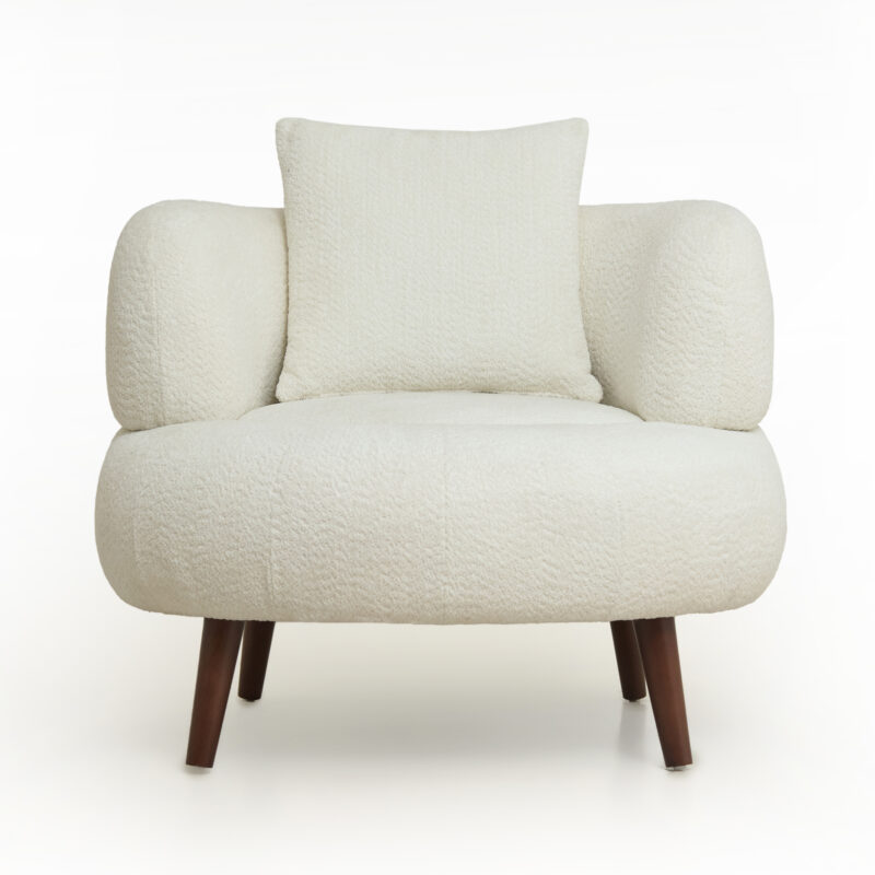Nordic Style Lazy-Style clubchair 36 Inches Chenille Fabric Bucket Chair Decorative chair Soft Cushion with pillow with ottoman for Living Room Study and Relaxation Room - Image 9