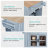54" Mobile Kitchen Island with Glass Door Storage, Power Outlet & Open Shelves, Rolling Kitchen Cart with Towel Rack, Spice Rack & Knife Holder, Functional Kitchen Prep Table for Kitchen, Dining - Image 4