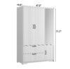 4 Doors Wardrobe Closet with Mirror, LED Wardrobe with Doors and 2 Drawers, Wooden Wardrobe Storage Cabinet with Hanging Rod, Adjustable Shelves - Image 11
