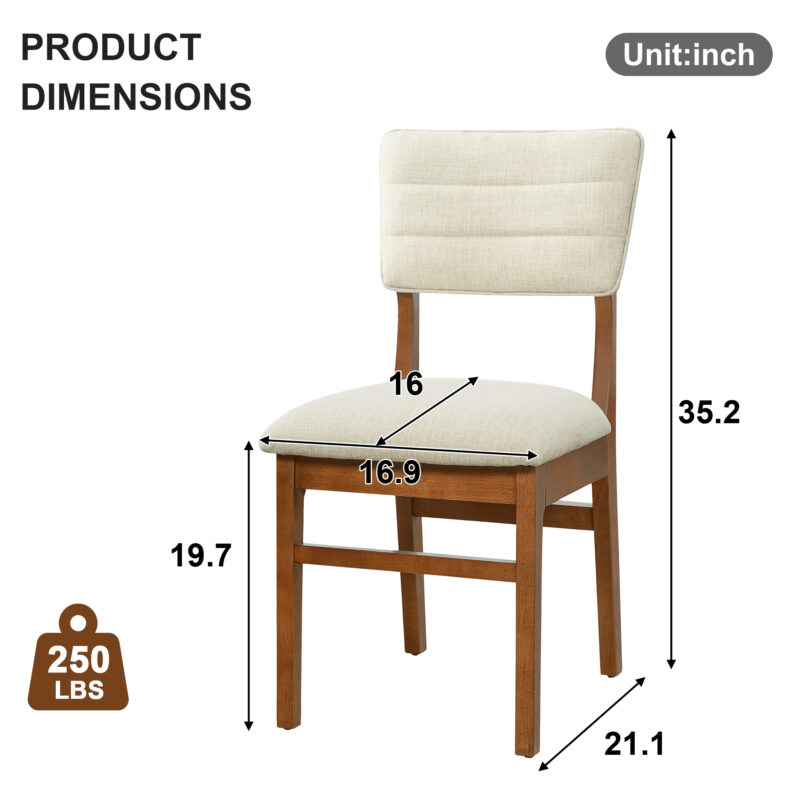 Upholstered Dining Chairs Set of 4, Ergonomic Mid-Century Modern Dining Chairs with Sturdy Rubberwood Frame, Non-Slip Kitchen Chairs for Dining Room,Kitchen, Cafe - Image 2