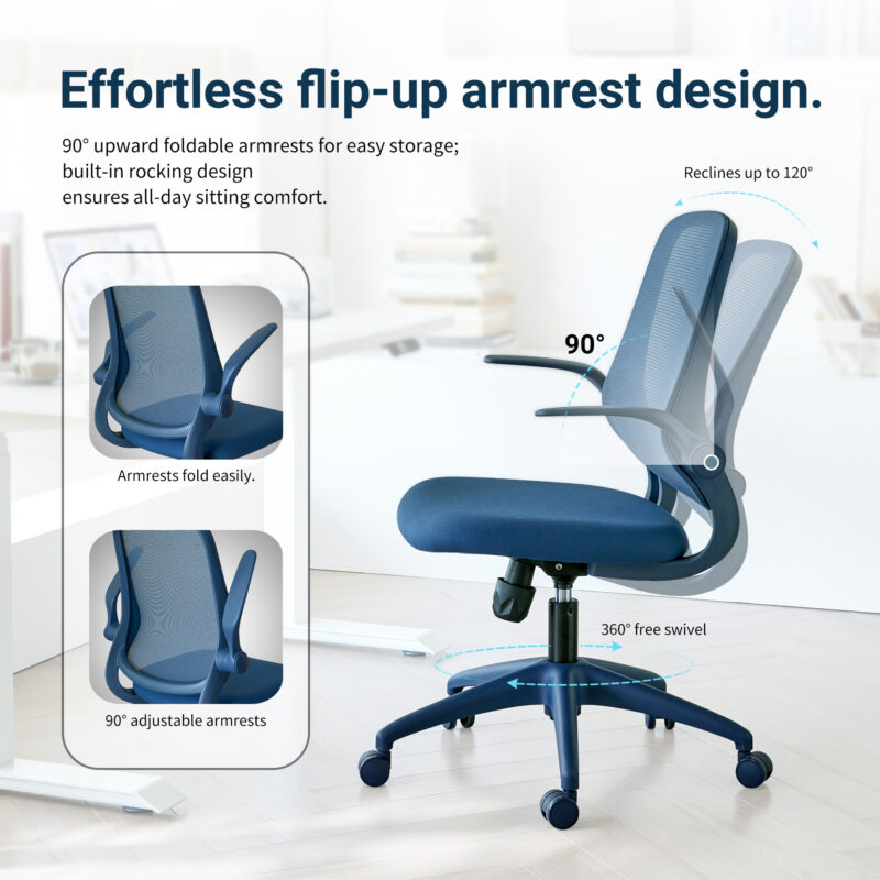 Ergonomic Color Office Chair 350LBS, Home Office, Mesh Back, Integrated Molded Foam, Comfortable Sitting, Flipping Armrest, Fireproof, Rotating, Lifting Multifunctional Chair - Image 21