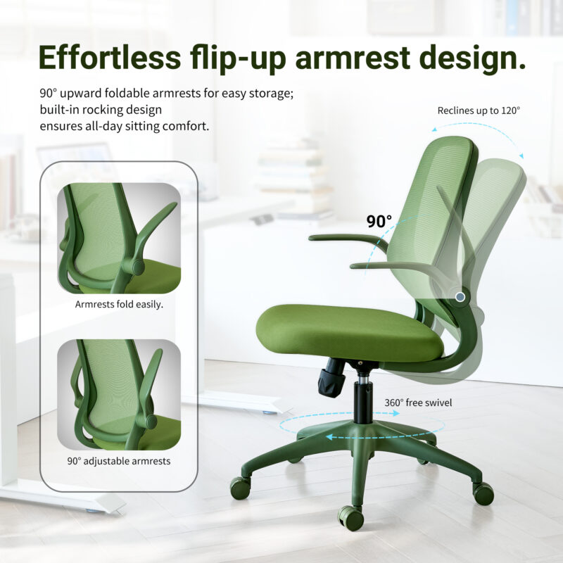 Ergonomic Color Office Chair 350LBS, Home Office, Mesh Back, Integrated Molded Foam, Comfortable Sitting, Flipping Armrest, Fireproof, Rotating, Lifting Multifunctional Chair - Image 31