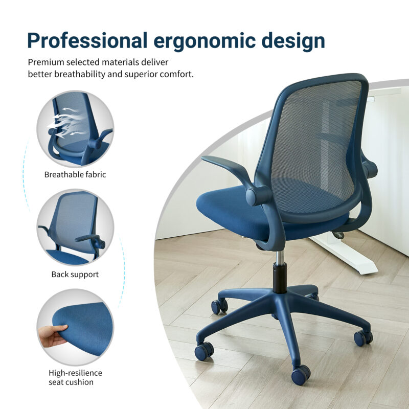Ergonomic Color Office Chair 350LBS, Home Office, Mesh Back, Integrated Molded Foam, Comfortable Sitting, Flipping Armrest, Fireproof, Rotating, Lifting Multifunctional Chair - Image 23