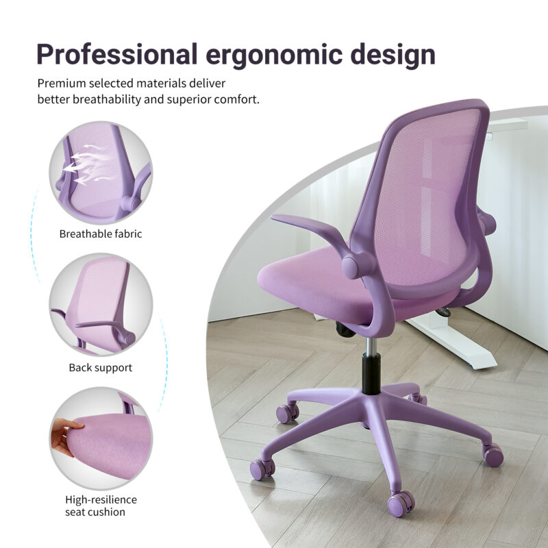 Ergonomic Color Office Chair 350LBS, Home Office, Mesh Back, Integrated Molded Foam, Comfortable Sitting, Flipping Armrest, Fireproof, Rotating, Lifting Multifunctional Chair - Image 5
