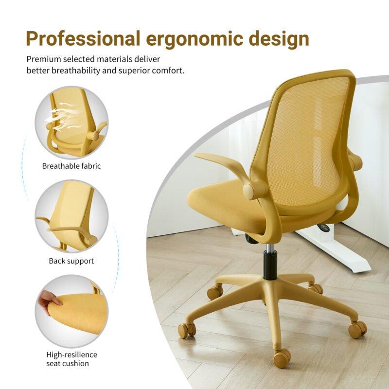 Ergonomic Color Office Chair 350LBS, Home Office, Mesh Back, Integrated Molded Foam, Comfortable Sitting, Flipping Armrest, Fireproof, Rotating, Lifting Multifunctional Chair - Image 10